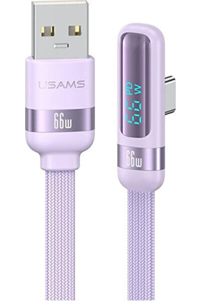 Usams Καλώδιο USB 2.0 USB-C Αρσενικό - USB-A / USB-C 66W PD Μωβ SJ651USB04