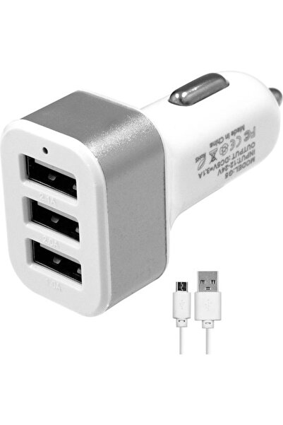 Other GloboStar Φορτιστής Αυτοκινήτου 20W 3.1A με Θύρες: 3xUSB με Καλώδιο Typ...