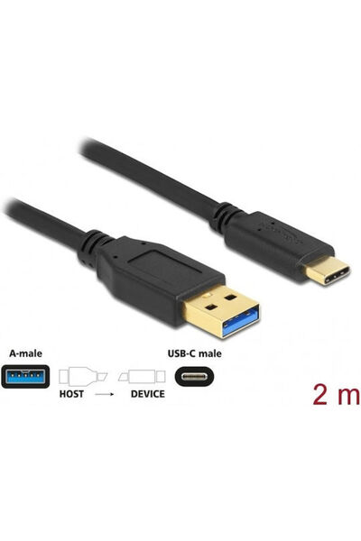 DELOCK Καλώδιο USB 3.2 USB-C Αρσενικό - USB-A Μαύρο 2μ 84004