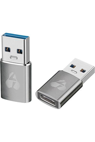 POWERTECH Μετατροπέας USB-A αρσενικό σε USB-C θηλυκό Γκρι 1 τεμάχιο PTR-0147