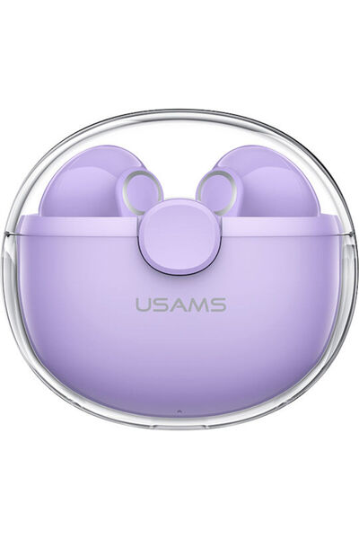 Usams US-BU12 Ακουστικά Bluetooth Handsfree με Θήκη Φόρτισης Μωβ