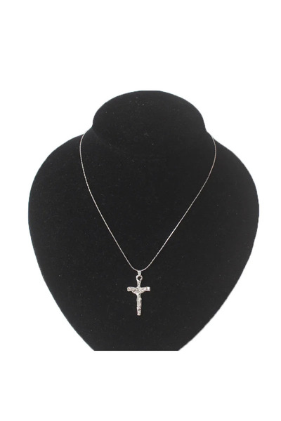 GlaMLo Accessories Colier Argintiu cu Cruce