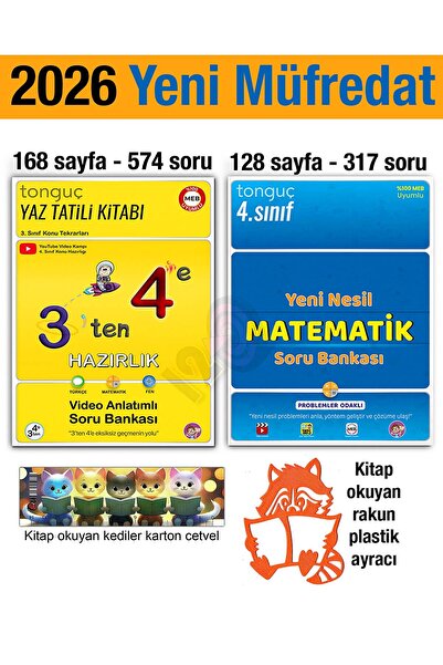 Tonguç Yayınları 3'ten 4'e Hazırlık Kitabı 2026 Yaz Tatili 4. Sınıf Yeni Nesi...