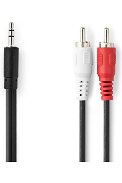 Nedis Καλώδιο Jack 3.5mm - 2x RCA Αρσενικό Μαύρο 1μ με επιχρυσωμένα ακροδέκτες
