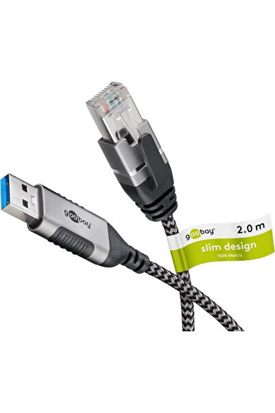 goobay Καλώδιο USB 3.0 2μ Αρσενικό Α σε RJ45 Ασημί (74395)