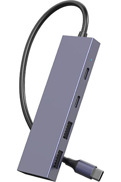 POWERTECH Διανομέας USB 3.0 4 θυρών με σύνδεση USB-C, Γκρι, Κωδικός: PTH-110