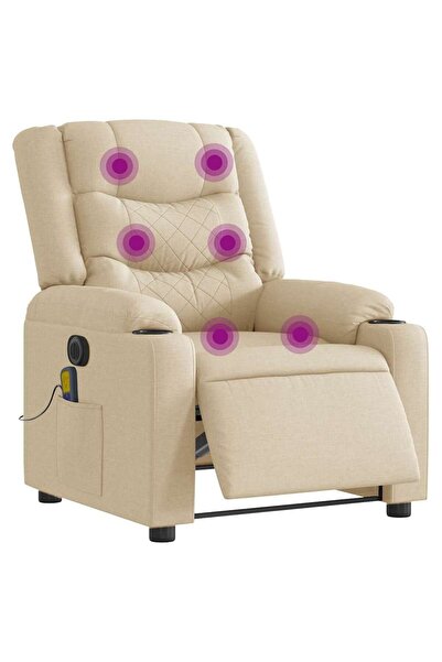 vidaxl Fotoliu electric de masaj rabatabil, crem, textil