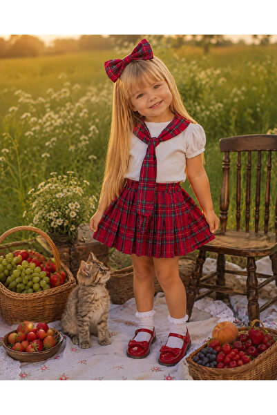 Tinypeople طقم تنورة صيفية للفتيات، طقم منقوش، طقم أنيق للأطفال، ملابس عيد مي...