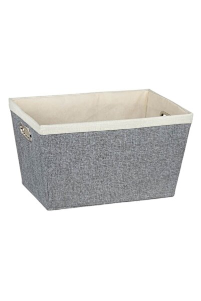 OEM Storage Basket, Durable Textile Model, Gray Ecru, 40x28x23cm, Metal Handles