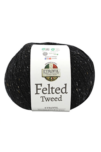 Etrofil Felted Tweed Knitting Yarn Charcoal Glow 50% Organic Merino Wool 25% ...