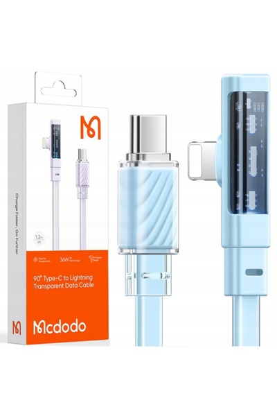 Mcdodo Cablu plat USB-C la Lightning cotit 36W pentru iPhone 13 14 Albastru 2M