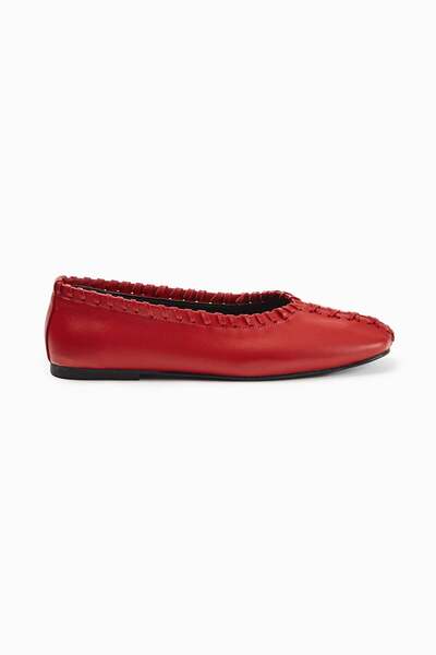 Molene Red Knitted Detailed Ballerina Shoes