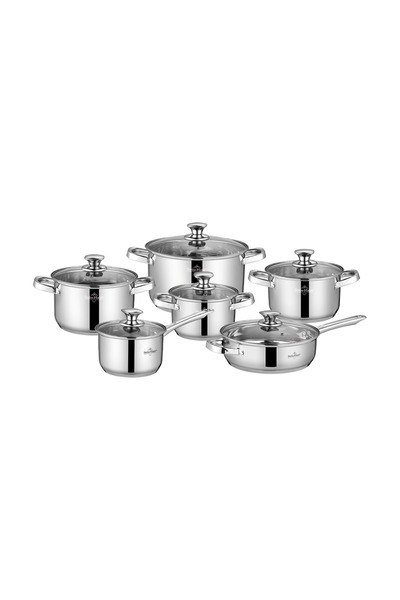 SWISSHOME Set of 6 pots with lids Swiss Haus-Montreaux, stainless steel, 16/1...