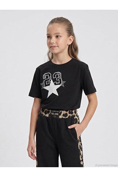 Beneti Girl's T-Shirt for Ages 10-14 - Black