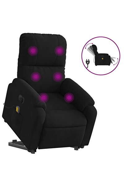 vidaxl Fotoliu masaj rabatabil electric cu ridicare, negru, microfibră