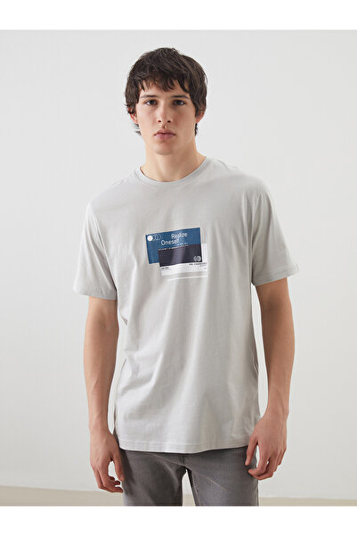LC Waikiki Nevavm Oval Collar Printed Combed Cotton Men's T-Shirt