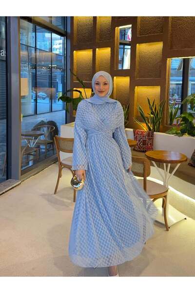 feiruz Tül Kumaş Çapraz Drapeli Elbise
