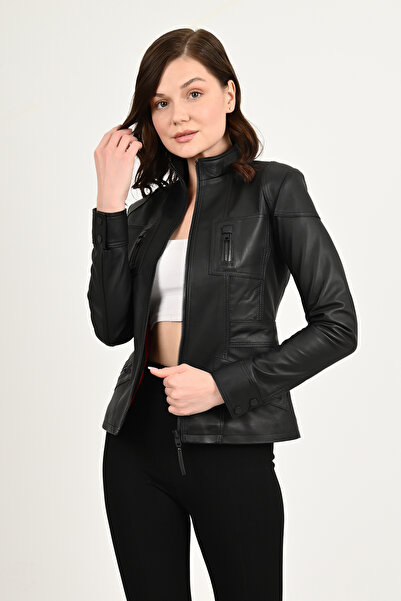 ALİN Women's Black Fit Genuine Leather Coat Melody - You Can Visually Review ...