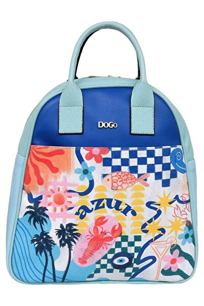 Dogo Women's vegan leather blue backpack - azur design