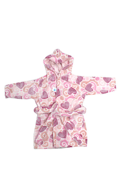 BalticBebe Halat de baie, 1-2 ani, EgoBebe, Bumbac 100% Cocolino Inimioare roz