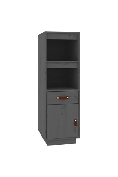 vidaxl Tall cabinet, gray, 34x40x108.5 cm, solid pine wood