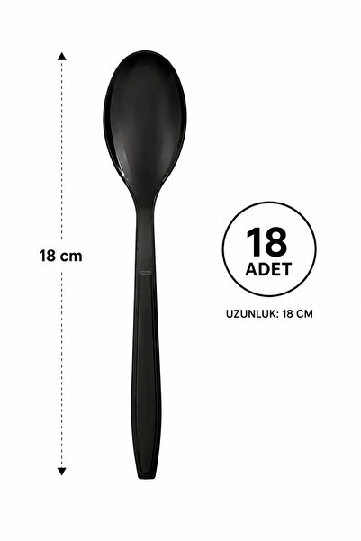 alenked Plastic Spoon Black 4.8 Gr Modern Luxury 18 Pieces