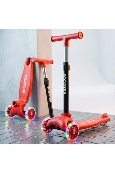 BAYBEE Tronix Skate Scooter for Kids with LED PU Wheels, 3 Wheel Kick Scooter...