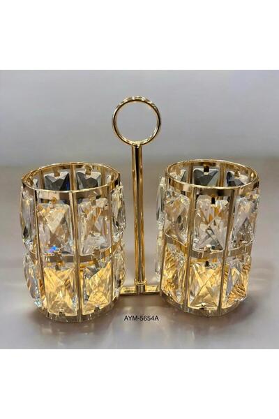 Hinora Suport pentru linguri din metal cu piatră dreptunghiulară de cristal, ...