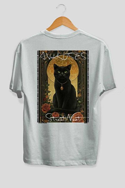 Ankhises 84 Cats for Cat Lovers Printed White Oversize T-Shirt 100% Cotton Un...
