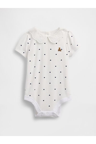 GAP Bebek Beyaz Brannan Bear Peter Pan Baskılı Bodysuit