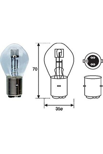 MAGNETI MARELLI Bec S2, 12V, 35W, conector BA20d
