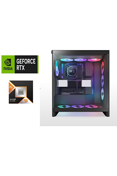 Other كمبيوتر ألعاب مع معالج Ryzen 9 9950X3D AM5، لوحة أم NZXT N9 X870E سوداء...
