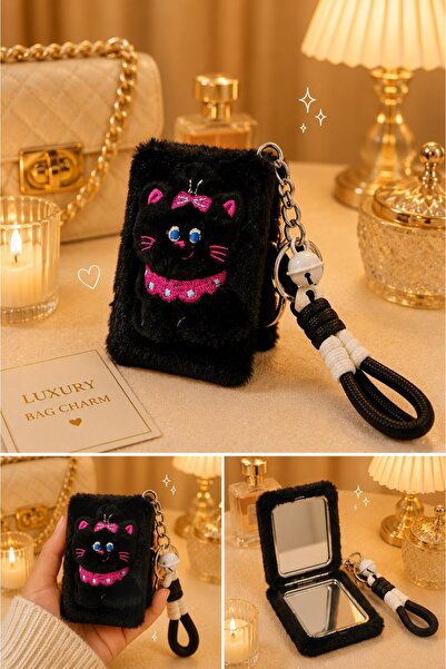 HediyeFilesi Sevimli Kedicik Figürlü Peluş Cep Aynası Anahtarlık – Kawaii Bag...