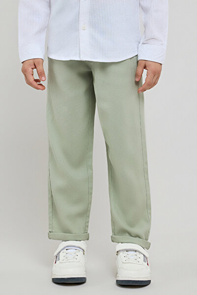 R&B Solid Straight Fit Pants with Drawstring Waist