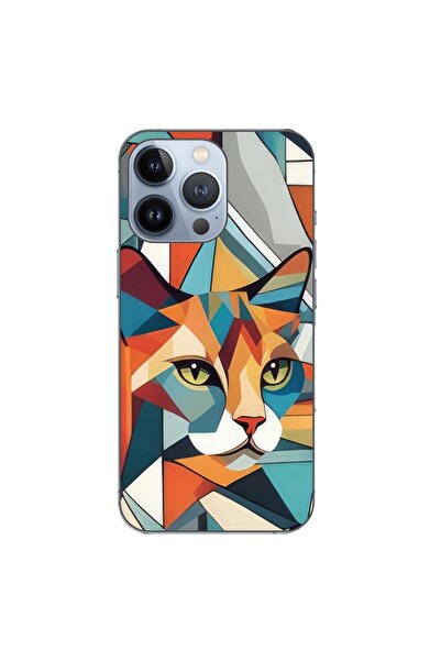 OEM Husa compatibila cu Apple iPhone 13 Pro Silicon Gel Tpu Model Cubic Cat Art