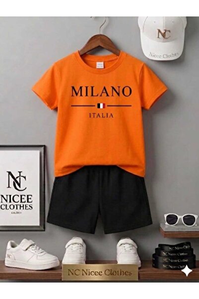 NC Nicee Clothes LETNJA DEČJA MAJICA I KRATKE HLAČE UNISEKS (CRNA MILANO LINI...