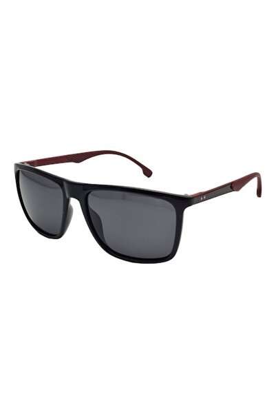 Tia Accesorii Polarized Sunglasses, Rectangular, Unisex, PS8051C8, Black/Garnet