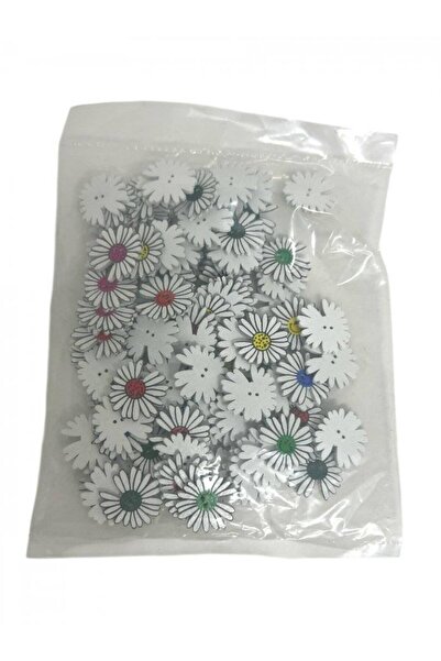 OEM Decorative Buttons White Flower Wood