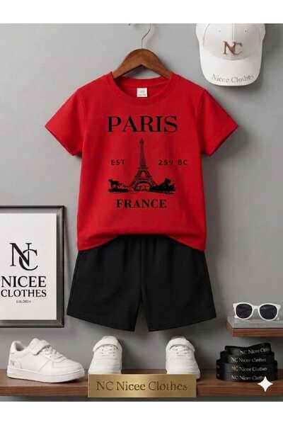 NC Nicee Clothes ΚΑΛΟΚΑΙΡΙΝΟ ΠΑΙΔΙΚΟ ΜΠΛΟΥΖΑΚΙ ΚΑΙ ΣΟΡΤΣ UNISEX (ΜΑΥΡΟ ΤΥΠΩΜΑ...