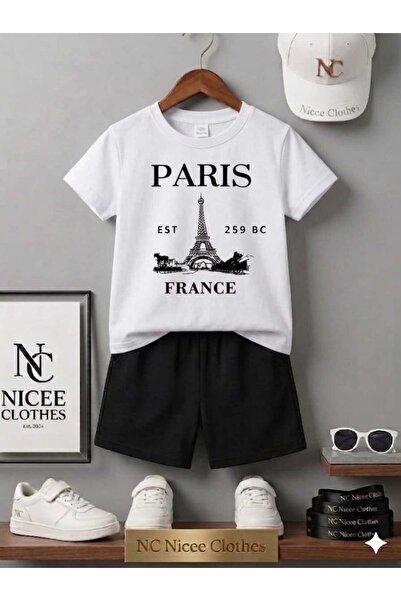 NC Nicee Clothes ΚΑΛΟΚΑΙΡΙΝΟ ΠΑΙΔΙΚΟ ΜΠΛΟΥΖΑΚΙ ΚΑΙ ΣΟΡΤΣ UNISEX (ΜΑΥΡΟ ΤΥΠΩΜΑ...