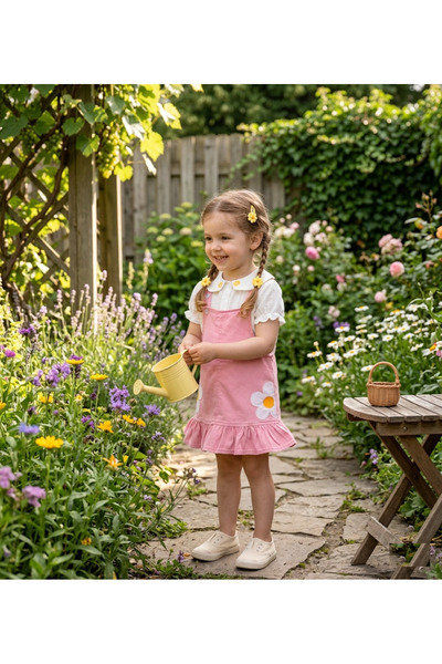 Aymini kids Blugi colorați din sulfură pentru fete și cămașă scurtă cu broder...