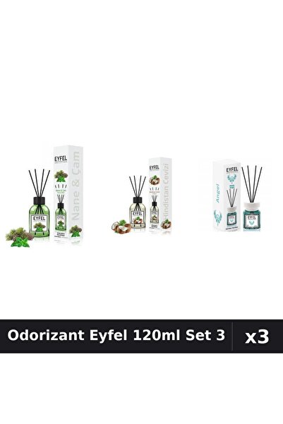 Eyfel Set 3 Odorizant Camera Betisoare 120ml - Angel, Nucă Cocos, Pin Mentă