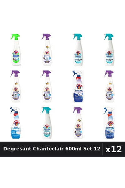 Chanteclair Set 12 Degresant Universal 600ml - Lămâie, Muscă Albă, Lavandă, A...