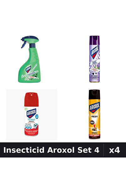 Aroxol Set 4 Spray Insecticid 100ml, 250ml, 400ml - Protecție Casă Anti-Insecte