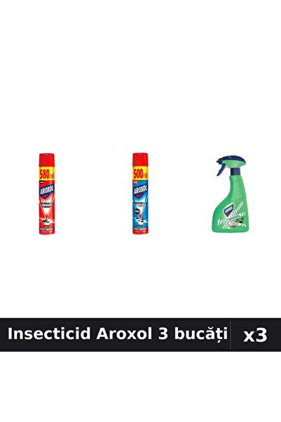 Aroxol Set 3 Spray Insecticid 400ml, 500ml, 580ml - Protecție Casă Anti-Insecte