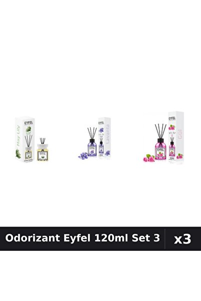 Eyfel Set 3 Odorizant Camera Betisoare 120ml - Lacramioare, Lavanda, Trandafir