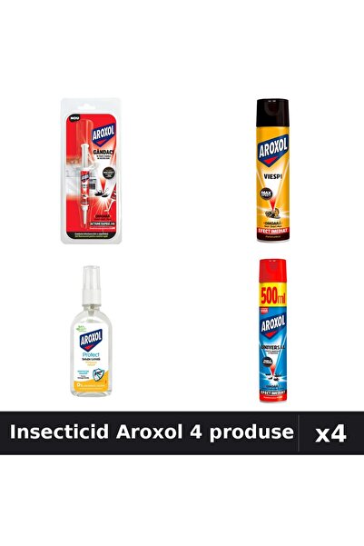 Aroxol Set 4 Insecticid - Spray 400ml, 500ml, Pastile 5g, Loțiune 85ml - Prot...