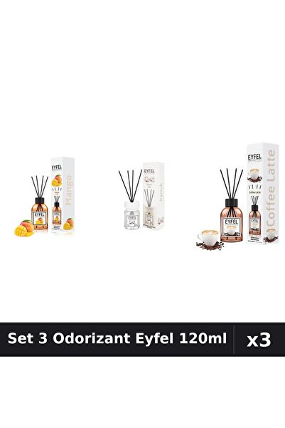 Eyfel Set 3 Odorizante Camera Betisoare, Bumbac, Cafea, Mango, 120 ml