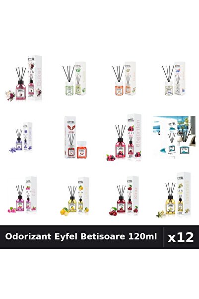 Eyfel Set 12 Odorizante Camera Betisoare 120ml - 12 Arome Asortate, Parfum In...