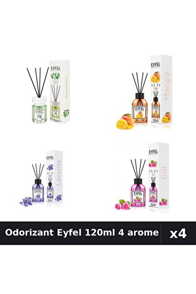 Eyfel Set 4 Odorizant Camera Betisoare 120ml - Iasomie, Mango, Lavanda, Trand...